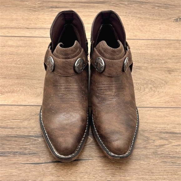 Roper Distressed Brown Ankle Booties - Picture 2 of 8